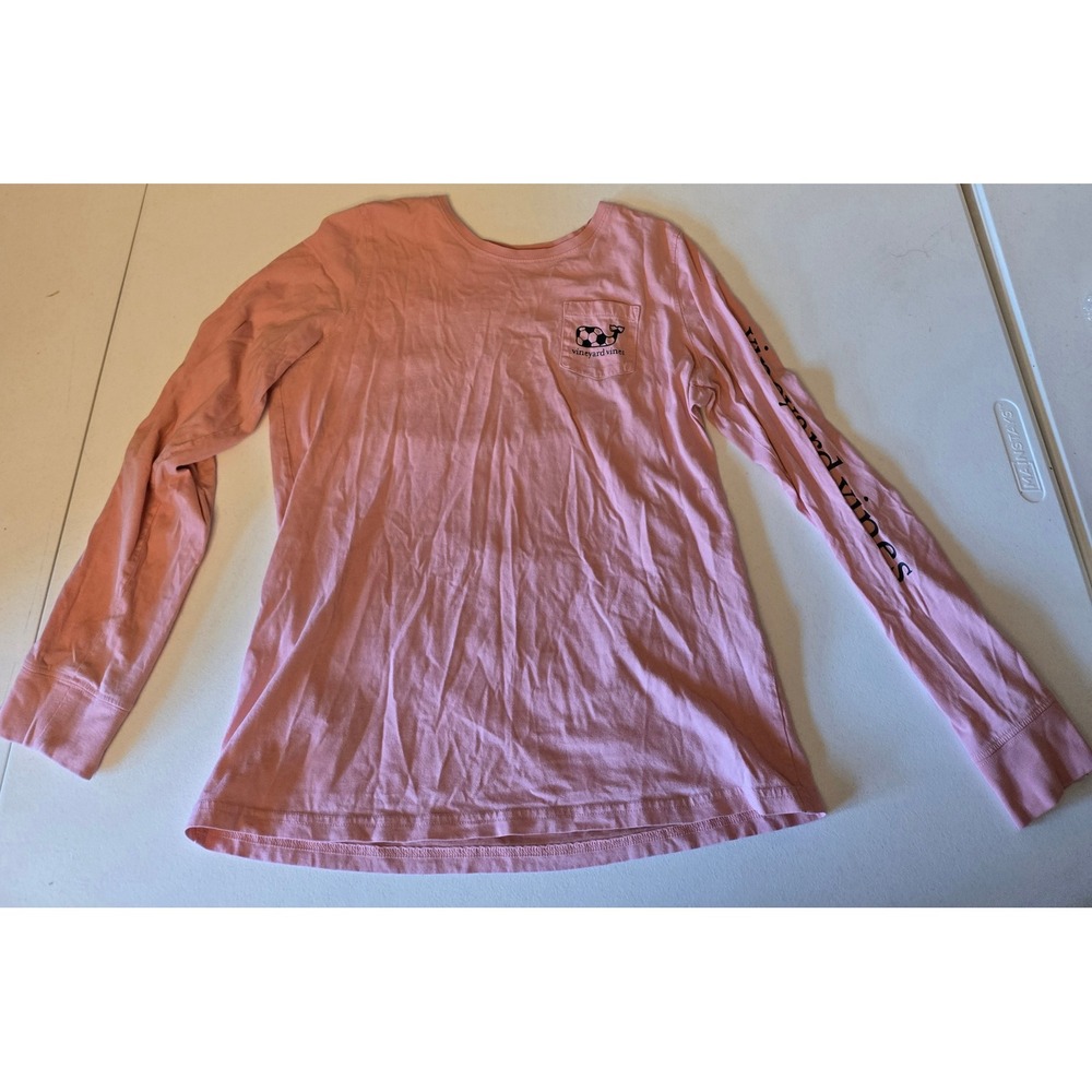 Vineyard Vines Soccer Whale Long Sleeve Pocket Shirt Womens Small Pink - Picture 6 of 13